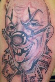 Iphethini ye-dollar ne-bald clown tattoo