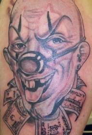 Model de tatuaj de clovn dolar și chel