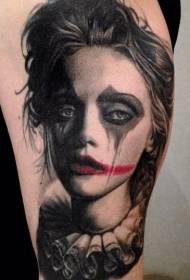 Cute sad clown girl tattoo pattern