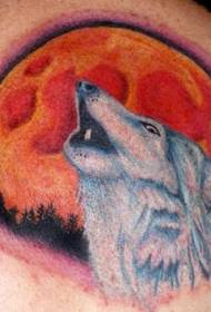 Shoulder colored Wolf tattoo wolf with moon tattoo