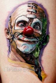 Illustration style color madman clown tattoo pattern