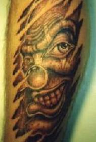 Kwaad clown en huid gescheurd tattoo patroon