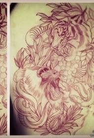 European Tiger orangutan Snake Tattoo Manuscript