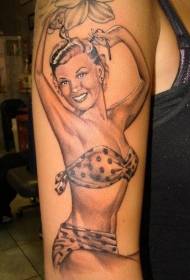 Schouder realistische badpak meisje tattoo patroon