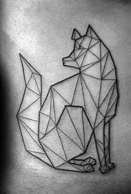 Trbušno crna geometrijska linija vuk ilustracija tetovaža uzorak