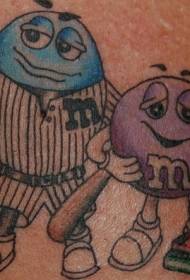 Ŝultra kolora karikaturo M sinjorina tatuajebildo