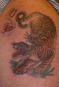 Modello di tatuaggio dipinto tigre stile asiatico