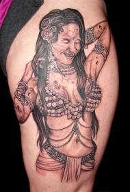 Arm brown oriental dancer zombie girl tattoo picture