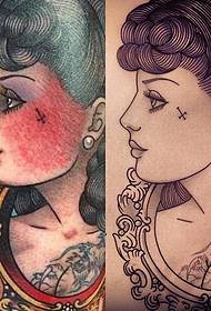 Ευρωπαϊκά και αμερικανικά στυλ σχολείο τατουάζ κορίτσι σχέδιο μοτίβο