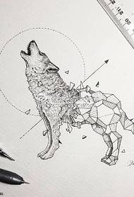 Manuskrip realistiese geometriese totem-wolf tatoeëerpatroon