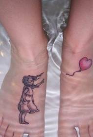 Feet gray ink girl and love tattoo picture