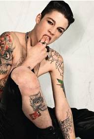 European and American male model personality wild tattoo pictures