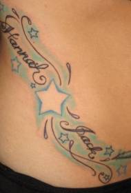 Tatuiruotės juosmens spalvos penkiakampė žvaigždės vynuogių tatuiruotė