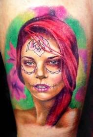 Noge živopisne smrti djevojke portret tetovaža uzorak