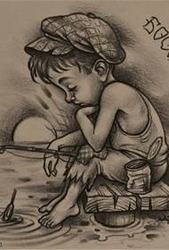 Realistic little boy tattoo picture