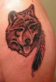 Big bra komik Wolf tèt plim tatoo modèl