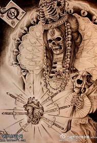 Power Staff Queen skull Tattoo Pattern