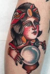 Staré školy styl červená dívka tetování obrázek