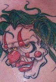 Painted green hair clown tattoo pattern