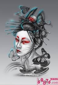 Poza creativă cu braț pentru tatuaj geisha