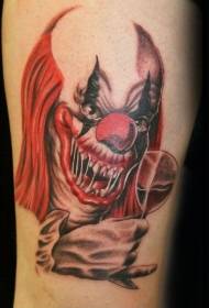 Scary clown and glass of wine tattoo pattern