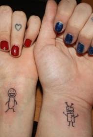 Girlfriend wrist simple cartoon girl tattoo pattern