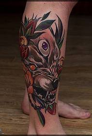 Three-eyed wolf tattoo pattern