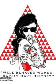 Кольоровий малюнок татуювання дівчини, наданий бар зображенням татуювання шоу