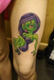 Benfärg liten flicka zombie tatuering mönster