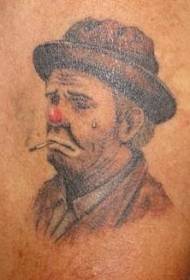 Ledsen clown röker tatuering mönster