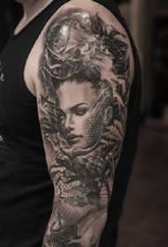 9 European and American style black and gray realistic tattoo designs