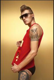 Fashion handsome foreigner male model personality tattoo picture
