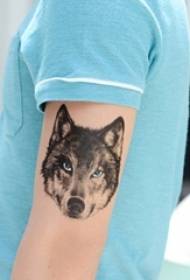 Хлопчик руку на малюнку чорний колючий жорстокий татуювання тварин вовка