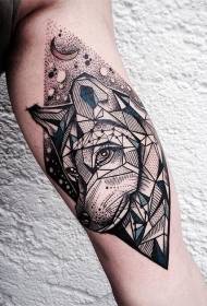 I-Arm color geometric style wolf tattoo iphethini