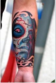 Arm color death goddess portrait tattoo picture