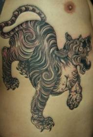 Side ribs Asian black tiger tattoo pattern