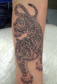 црна азиска шема за тетоважа на тигар во црно