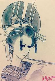 Japanese geisha tattoo manuscript picture