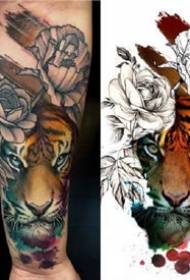 Aquarell Dier Tattoo - e puer realistesch schwéier Aquarell Tiger an aner Déieren Tattoo Musteren