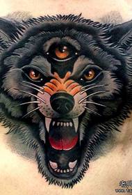 A domineering European and American wolf head tattoo pattern