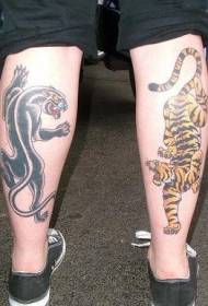 leg color tiger and leopard tattoo pattern