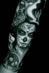 Leg phantom death girl tattoo pattern