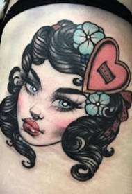 Oldschool style set of European and American girls tattoo designs