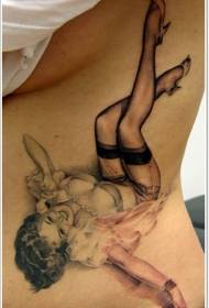 Cute classic sexy girl side rib tattoo pattern