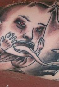 Long tongue child clown tattoo pattern