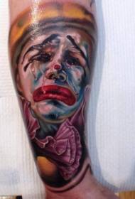 Coloured tranerige clown tattoo patroon