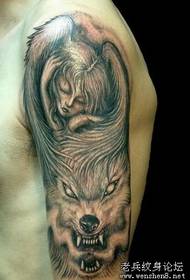 Mga pattern ng tattoo: Angel Wolf Tattoo Pattern (Klasiko)