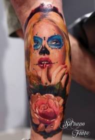 Arms stunning beautiful death girl with rose tattoo pattern