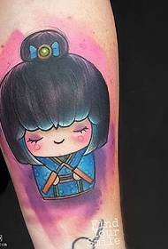 Patrón de tatuaje de chica de dibujos animados de caña