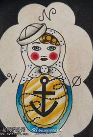 Russian doll manuscript tattoo pattern